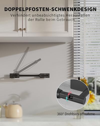 Black Paper Towel Holder Under Cabinet with Damping Self Adhesive (Matte Black / Holder+One Hand Tear)