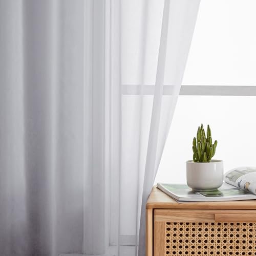 Light Grey Sheer Curtains 96 Inches Long (Light Grey / 42"W x 96"L (Pack of 2))