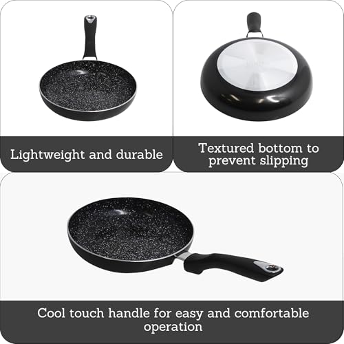 8 Inch Bistro Cera Aluminum Speckled Black Ceramic Fry Pan (Ceramic / 8 Inch)