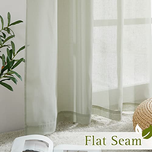 Privacy Semi Sheer Linen Curtains Extra Long 108" Long (52"W x 108"L (Pack of 2) / Sage Green)