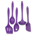 Premium Silicone Kitchen Tool and Utensil Set (5 Piece Set / Purple)