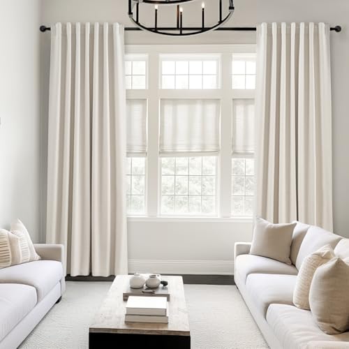 102 Inches Long Custom Blackout Linen Curtains (Birch / 52"W x 102"L (Pack of 2))