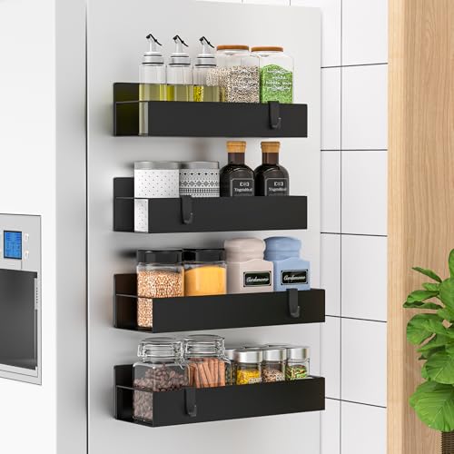 Magnetic Water Bottle Holder for Refrigerator (4 Pack / Metal Black)