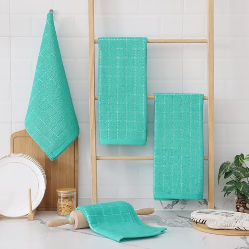 100% Cotton Terry Kitchen Towels (Turquoise / 13 X 28 - 8 Pack)