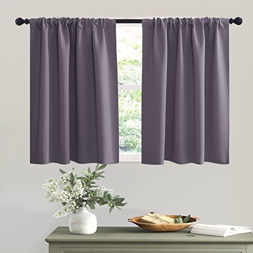 Short Greyish Purple Blackout Curtains for Small Bedroom Window (Greyish Purple / 42"W x 36"L (Pack of 2))