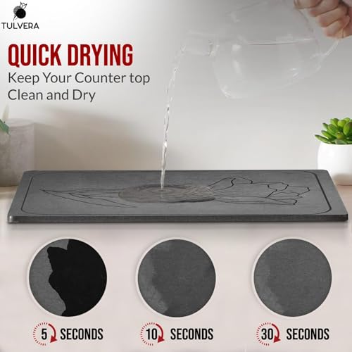 Stone Dish Drying Mat for Kitchen Counter (Classic Floral / 15.7" x 11.8")