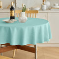 Waterproof Round Linen Texture Tablecloth 60 inch (Aqua / 60" (Round))
