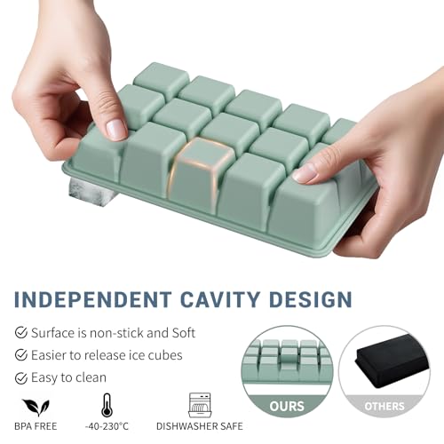 Silicone Ice Cube Tray 3 Pack (Ice Cube Tray 3 Pack / Black+Gray+Green)
