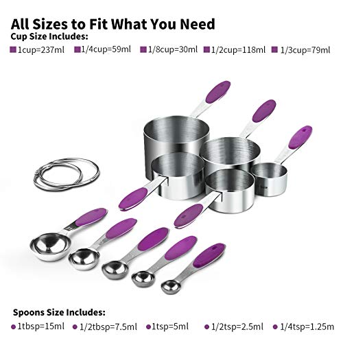 10 Piece Measuring Cups and Spoons Set in 18 (Purple)