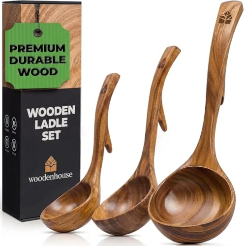 Wooden Ladle for Soup (3 Size Set)