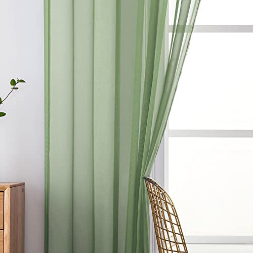 Sage Sheer Curtains for Living Room 54 X 72 Inches (Sage / 54"W x 72"L (Pack of 2))