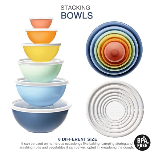Plastic Mixing Bowls with Lids Set for Kitchen (Light Blue)