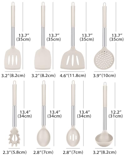 Silicone Kitchen Utensils Set (Khaki)