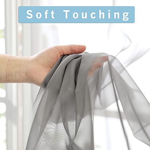 Sheer Curtains 96 Inch Length (Charcoal Grey / 42"W x 96"L (Pack of 2))