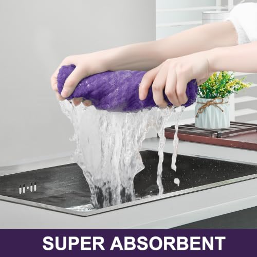 Large Premium Cotton Kitchen Towels 16"x 28" (Purple / 16" X 28" - 12 Pack)