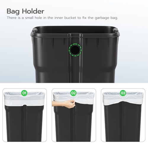8G Trash Can with Lid (Stainless Steel / 8 G)