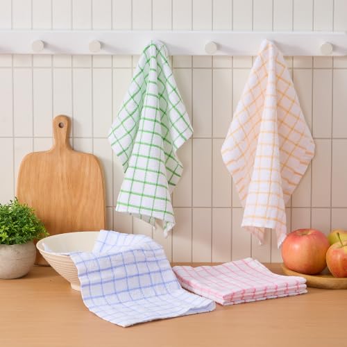 8 Pack Checkered Dish Cloths (Mix Color / 12"x12" - 8 pcs)