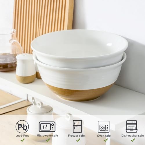 Large Ceramic Serving Bowls Set of 2 (White / 84 oz)