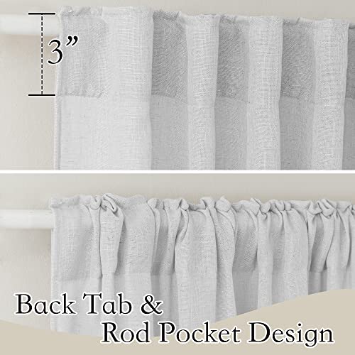 Linen Semi Sheer Curtains for Bedroom Living Room 84 inches Long (Dove Grey / 52"W x 84"L (Pack of 2))