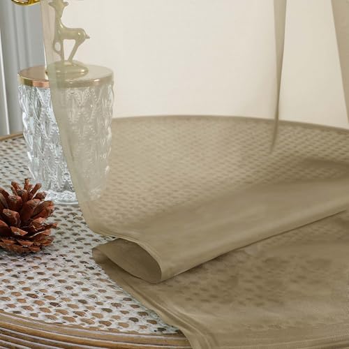 Taupe Sheer Curtains 120 Inch Long 2 Panels for Living Room 59" Wide (Taupe / 59"W x 120"L (Pack of 2))