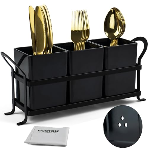 Cutlery Holder with Drain Holes (Black)