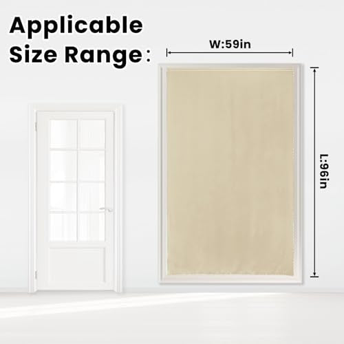 Self Adhesive Portable Blackout Curtains for Bedroom Easy to Install Window Thermal Lnsulated Kitchen Room Darkening Small Window Curtains (59"W x 96"L (Pack of 1) / Beige)