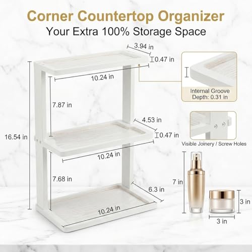Bamboo Bathroom Organizer Countertop (White)