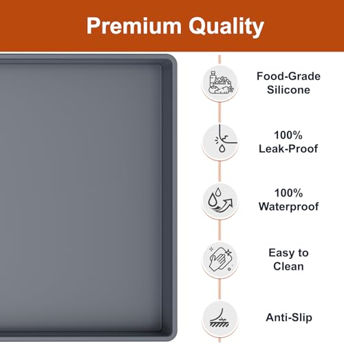 22" x 19" Extra Thick Silicone Mat Waterproof with Raised Edge (Gray / 22"L x 19"W)