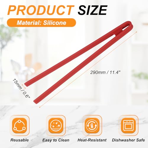 11.4" Silicone Toast Tongs (Red / 11.4")