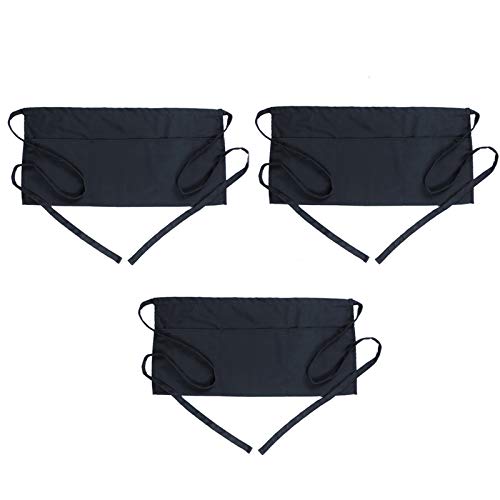 Waist Apron with 3 Pockets 3 Pack (3 Pack Black)