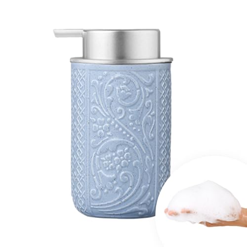 12OZ 350ML Ceramic Foaming Soap Dispenser Empty Hand Soap Dispenser Refillable Lotion Containers with Pump (Z-blue-ceramic / ~12oz)