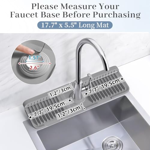 17.7 Inch Faucet Mat for Kitchen Sink Splash Guard (Gray / 17.7" x 5.5")