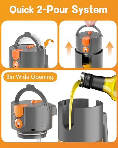 Olive Oil Sprayer & Dispenser Bottle for Cooking 17oz Dark Glass Oil Mister (Brown Bottle-Grey Gap)