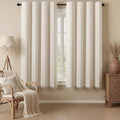 Cream 100% Boho Blackout Curtains 63 Inch 2 Panels with Tassels (Creamy White / 52"W x 63"L (Pack of 2))