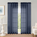 Sheer Curtains 84 Inches Long 2 Panels Set (Navy Blue / 59"W x 84"L (Pack of 2))