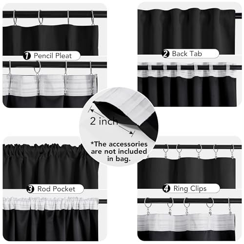 100% Blackout Curtains for Bedroom (Black/Total Blackout / 52"W x 63"L (Pack of 2))