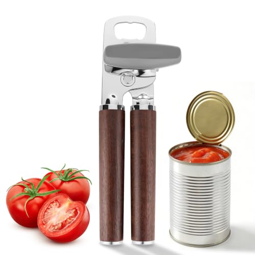 Stainless Steel Can Opener Walnut Handle Seniors Bottle Opener (Black Walnut)
