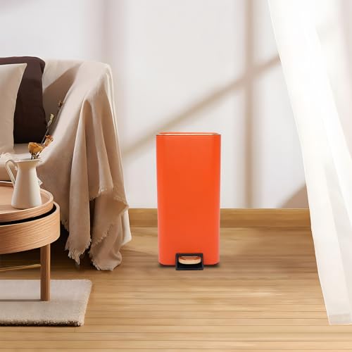 Bathroom Trash Can with Lid (Orange)