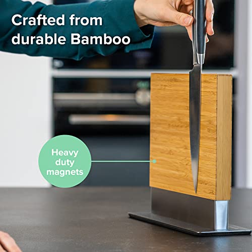 Magnetic Knife Holder with display stand (Natural Wood)