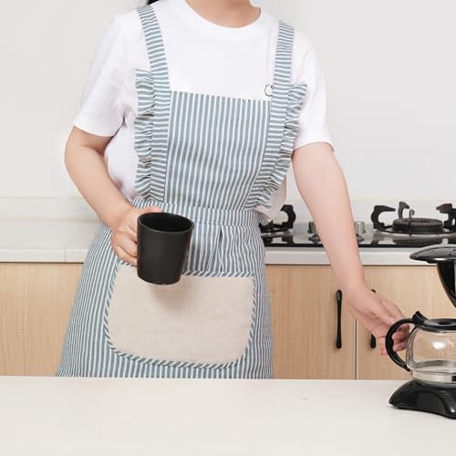 Cute Cotton Apron for Women (Medium / Blue)
