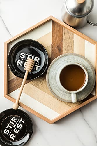 Ceramic Spoon Rest for Stove Top (Black/White)