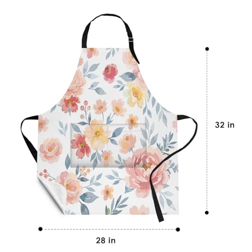 Apron with Pockets (Pink Floral)
