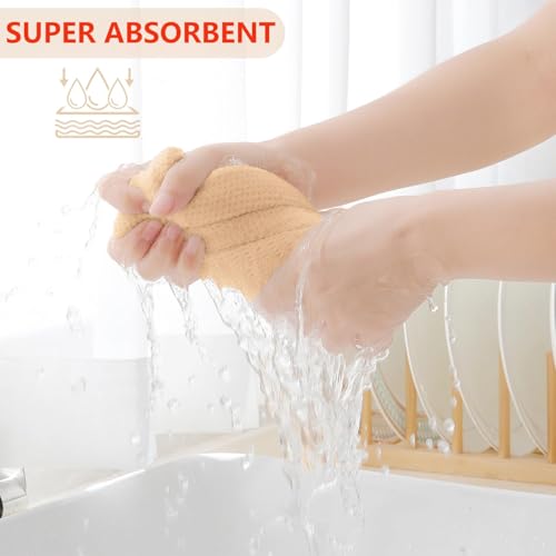 100% Cotton Waffle Weave Kitchen Dish Cloths 18 (Apricot / 12 X 12 - 18 Pack)