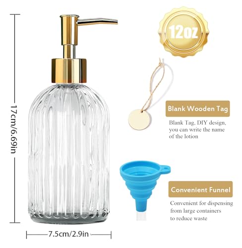 14Oz Clear Glass Soap Dispenser with Plastic Pump (Clear)