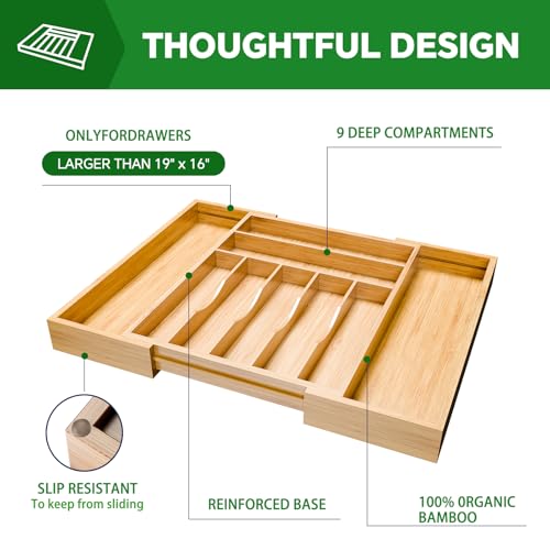 Expandable Bamboo Kitchen Drawer Organizer