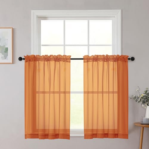 Cafe Curtains 36 Inch Length Tier 2 Pieces (Orange / 42"W x 36"L (Pack of 2))