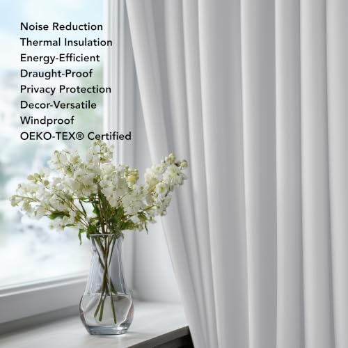 Back Tab and Rod Pocket Blackout Curtains for Living Room Thermal Insulated Light Blocking Curtains 42Wx84L Inch Greyish White 2 Panels (Star White / 42"W x 84"L (Pack of 2))
