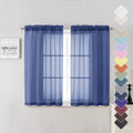 Royal Blue Sheer Curtains 45 Inch Length 2 Panels (Royal Blue / 42"W x 45"L (Pack of 2))