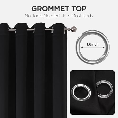 Blackout Curtains 72 Inches Long 2 Panels Set (Black / 37"W x 72"L (Pack of 2))
