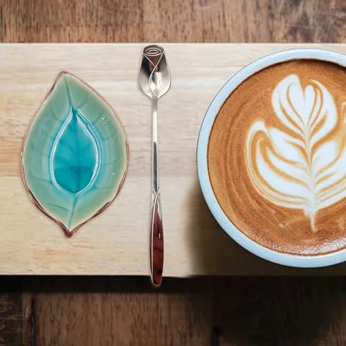 2 Pack Coffee Spoon and Leaf Rest Set (Lake blue and Sapphire)